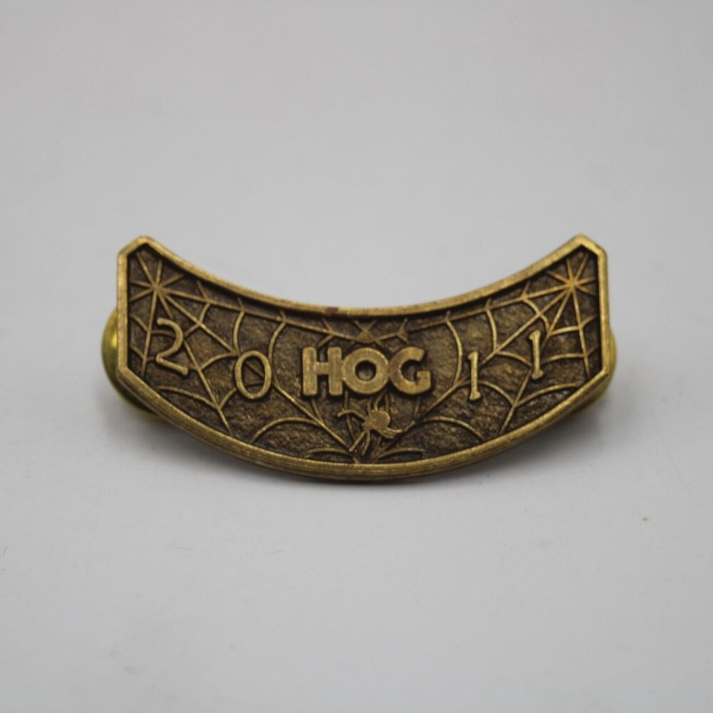 HOG Harley Owners Group Riding Club 2011 Pinback Pin Badge Brass Tone
